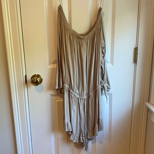 Off the shoulder tan romper size small.